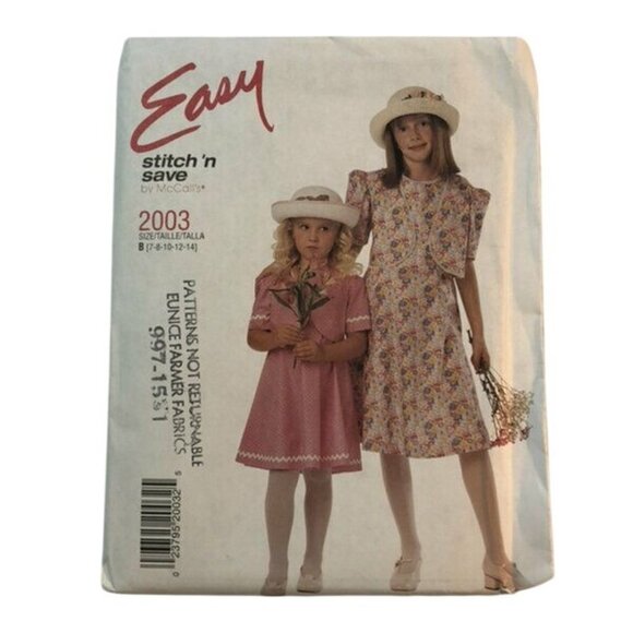 Vintage McCall's Sewing Pattern 2003 Stitch 'n Save Girls Jacket Dress Size 7-14 - Picture 1 of 2